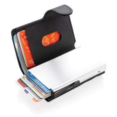 Logo trade promotional items image of: Standard aluminium RFID cardholder with PU wallet, black