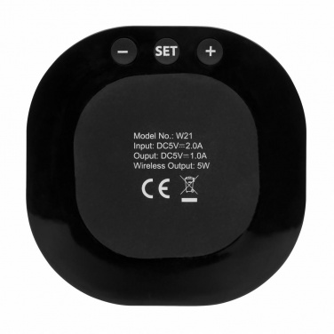 Logotrade business gifts photo of: Aria 5W Wireless Charging Digital Clock, black