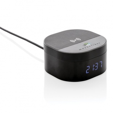 Logo trade promotional gifts image of: Aria 5W Wireless Charging Digital Clock, black