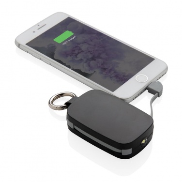 Logotrade promotional merchandise picture of: 1.200 mAh Keychain Powerbank with integrated cables, black