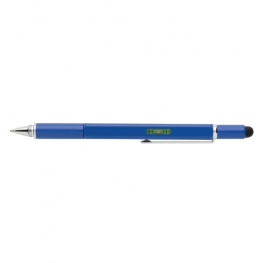 Logo trade promotional items image of: 5-in-1 aluminium toolpen, blue