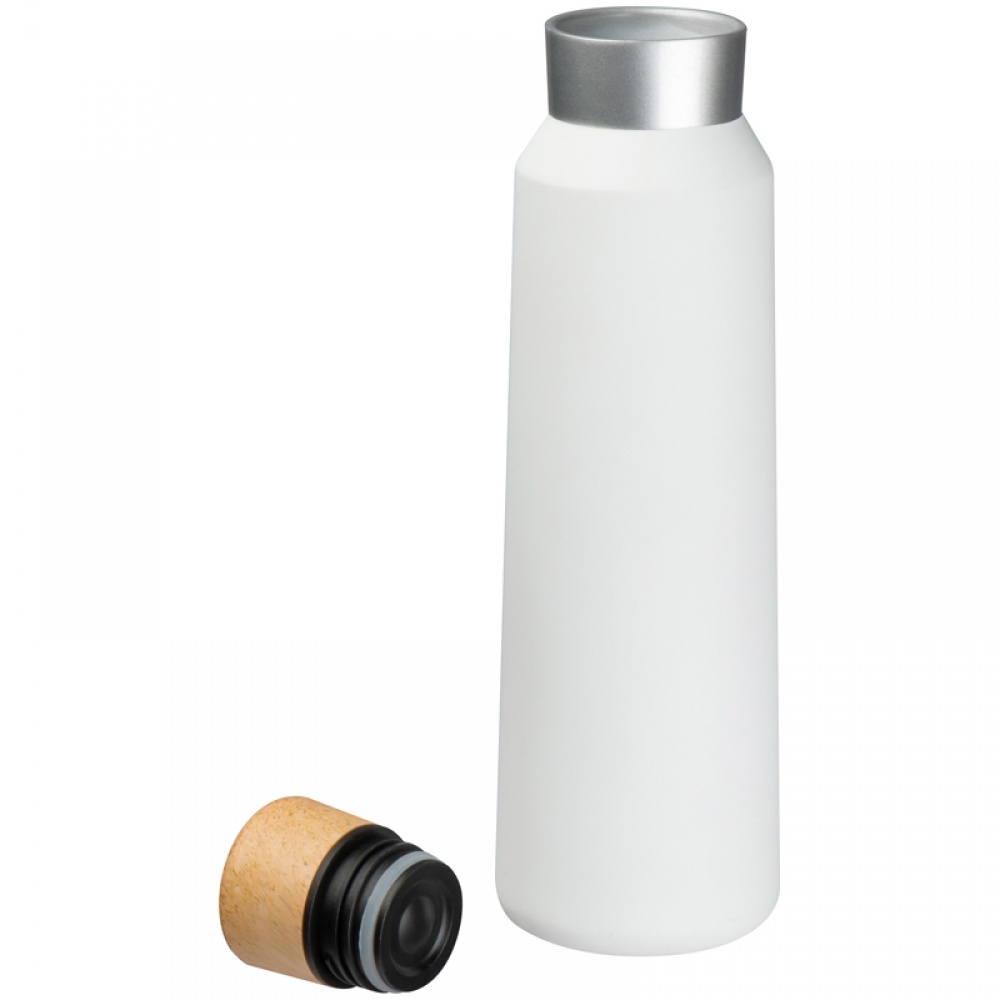 Logotrade promotional product image of: Thermos flask with wooden cap 500 ml, White