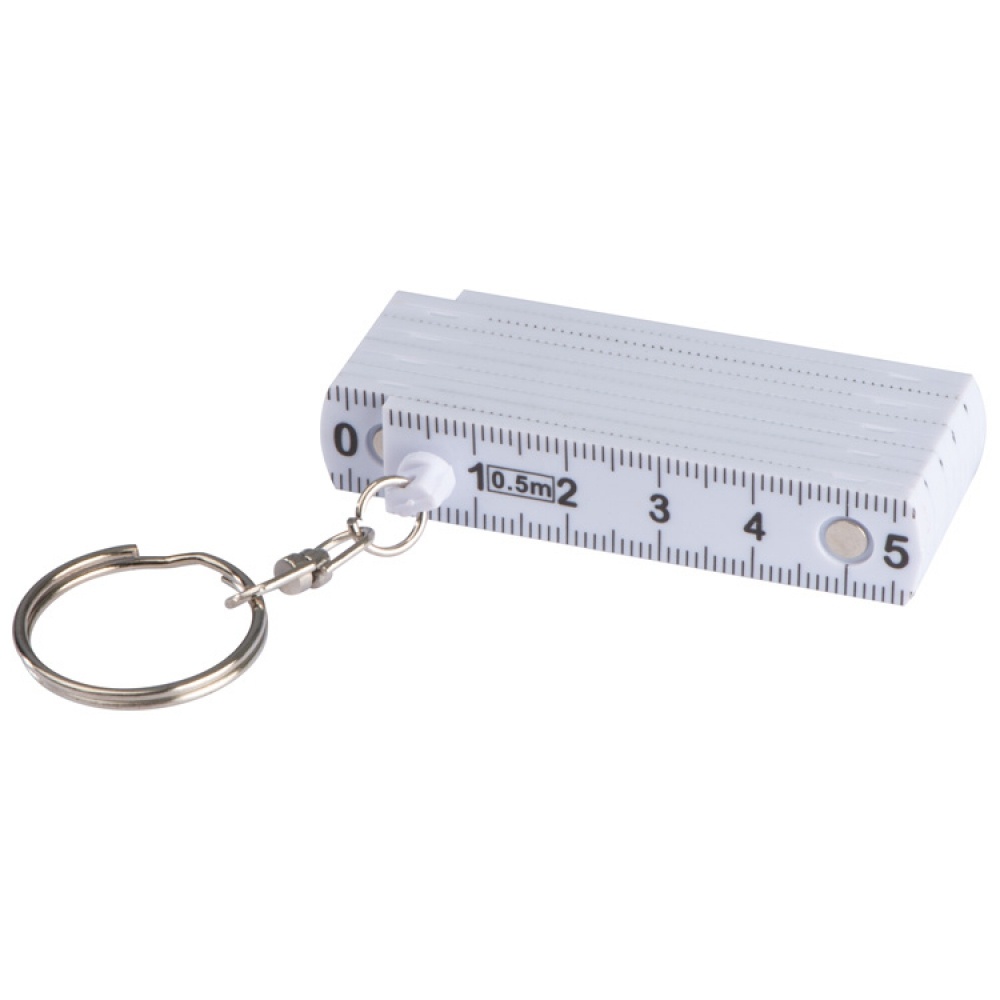 Logotrade promotional giveaway picture of: Keyring with folding ruler, White