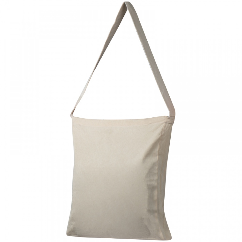 Logotrade advertising products photo of: Cotton bag with woven carrying handle and bottom fold, White