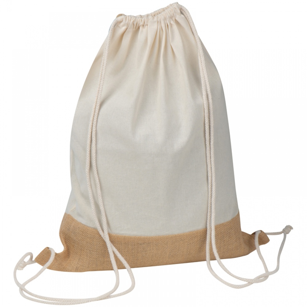 Logotrade promotional merchandise photo of: Gymbag with jute bottom, White