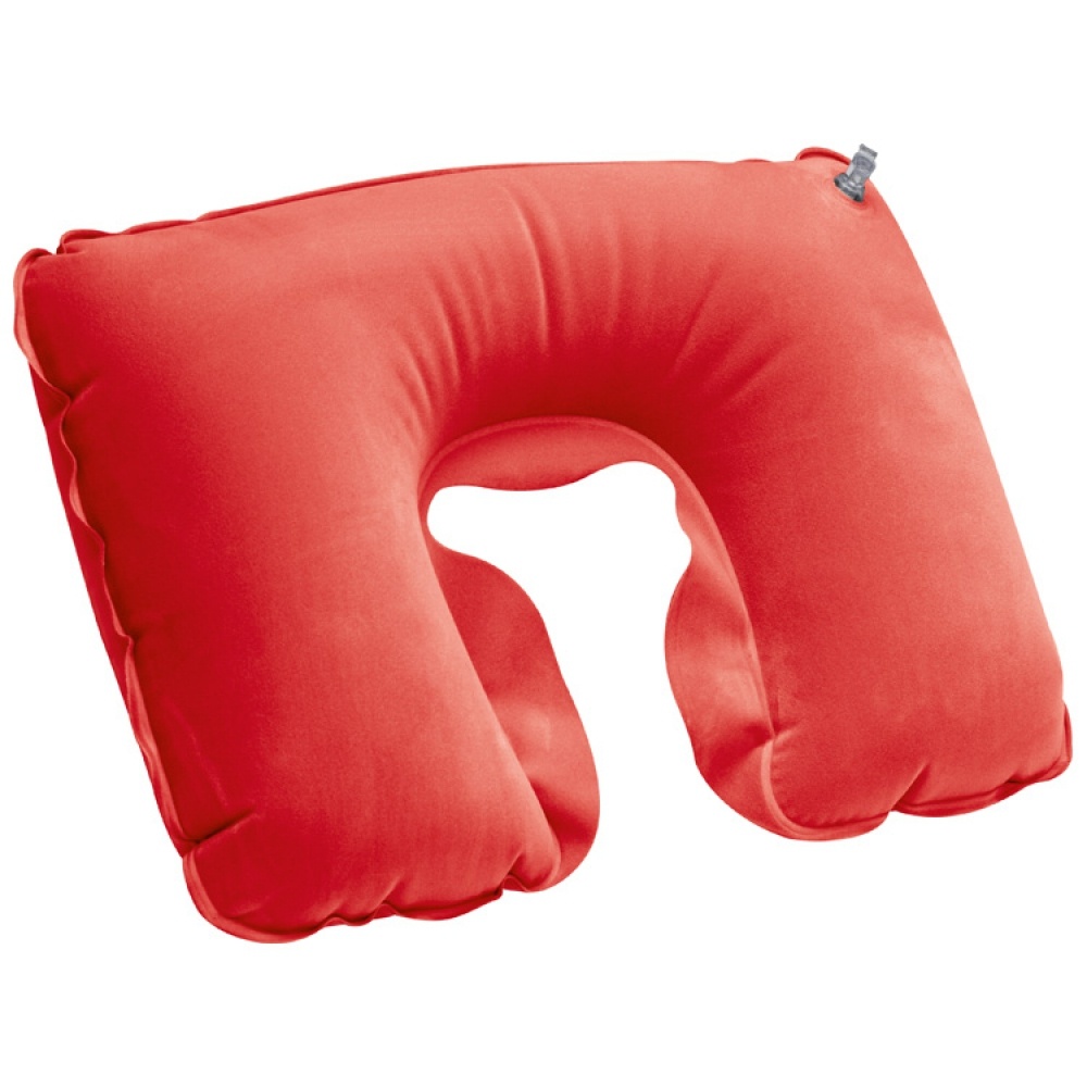 Logo trade advertising products image of: Inflatable soft travel pillow, Red