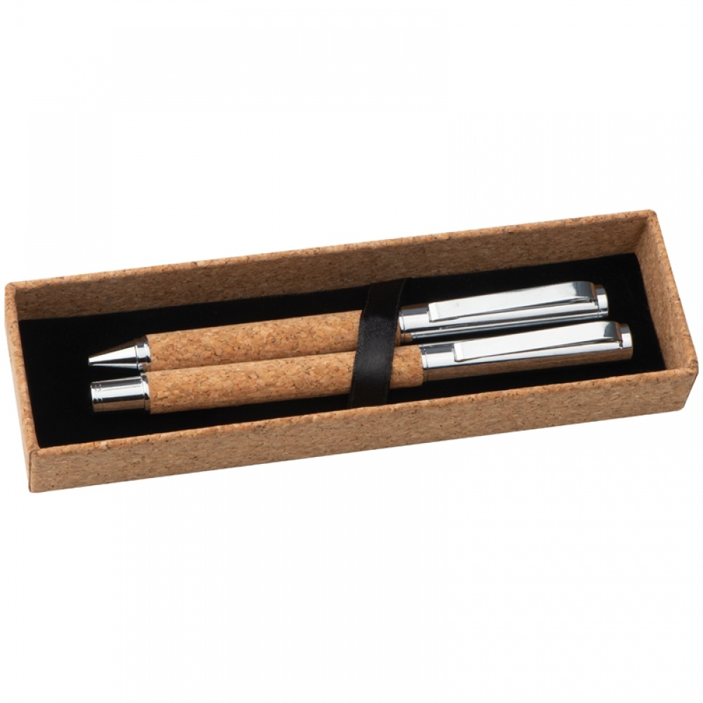 Logo trade corporate gift photo of: Cork writing set, Brown