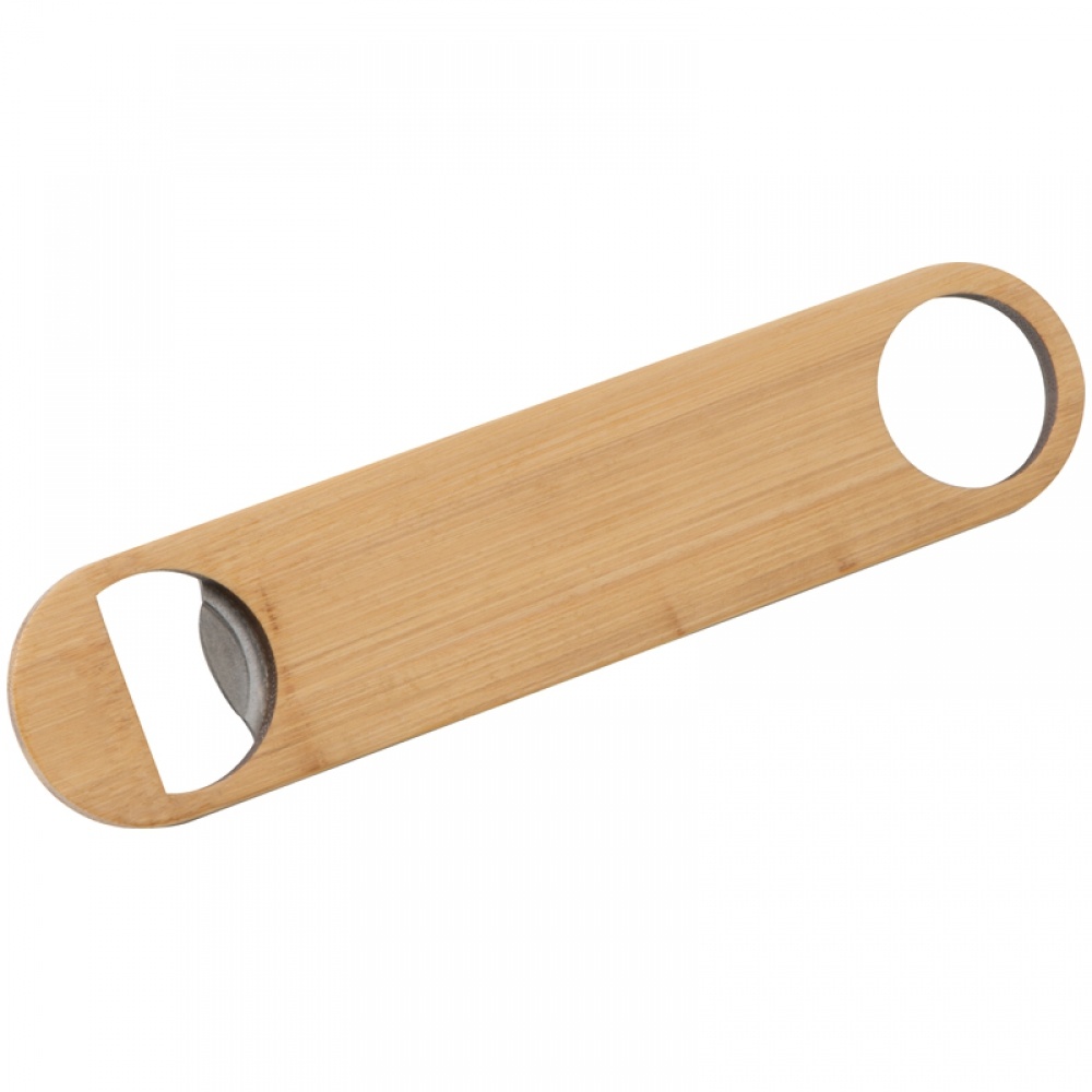 Logotrade advertising products photo of: Bamboo-metal bottle opener, Beige