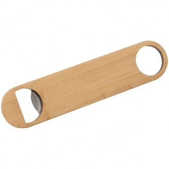 Logo trade corporate gifts image of: Bamboo-metal bottle opener, Beige