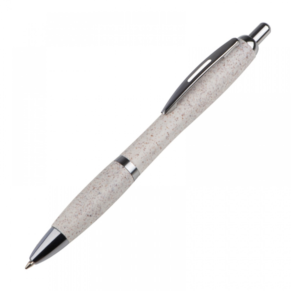 Logotrade promotional merchandise picture of: Wheat straw ballpen with silver applications, Beige