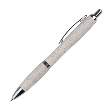 Logotrade business gift image of: Wheat straw ballpen with silver applications, Beige