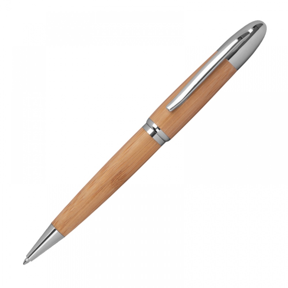 Logo trade corporate gifts image of: Metal twist ballpen with bamboo coating, Beige