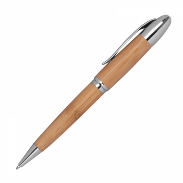 Logo trade promotional products image of: Metal twist ballpen with bamboo coating, Beige