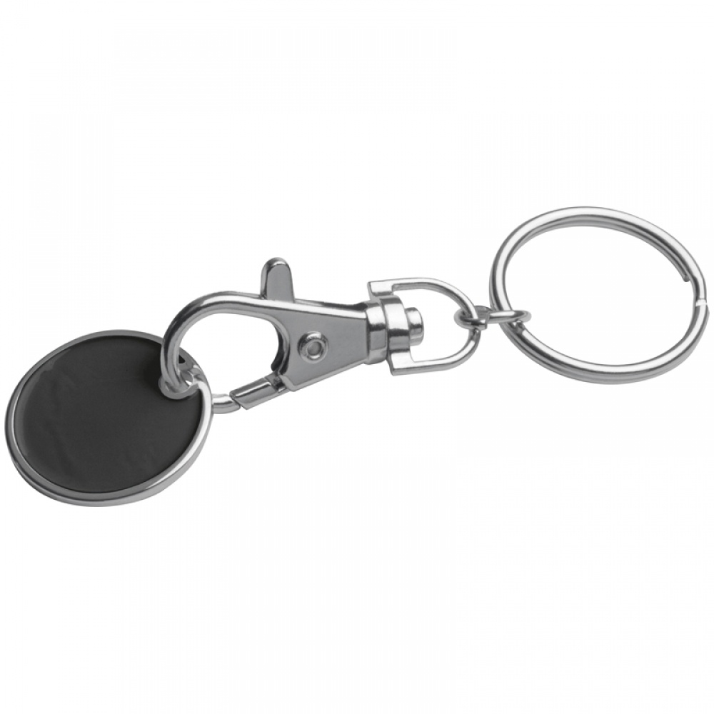 Logo trade promotional products image of: Keyring with shopping coin, Black/White