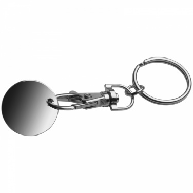 Logo trade promotional merchandise photo of: Keyring with shopping coin, Black/White