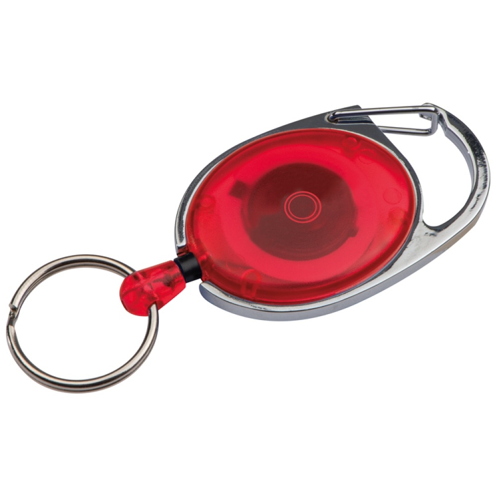 Logotrade promotional products photo of: Retractable keyring with carabiner, Red