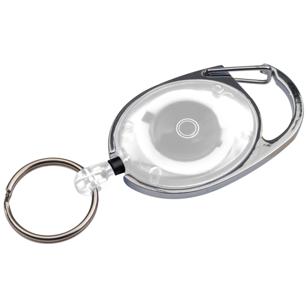 Logo trade promotional products picture of: Retractable keyring with carabiner, White