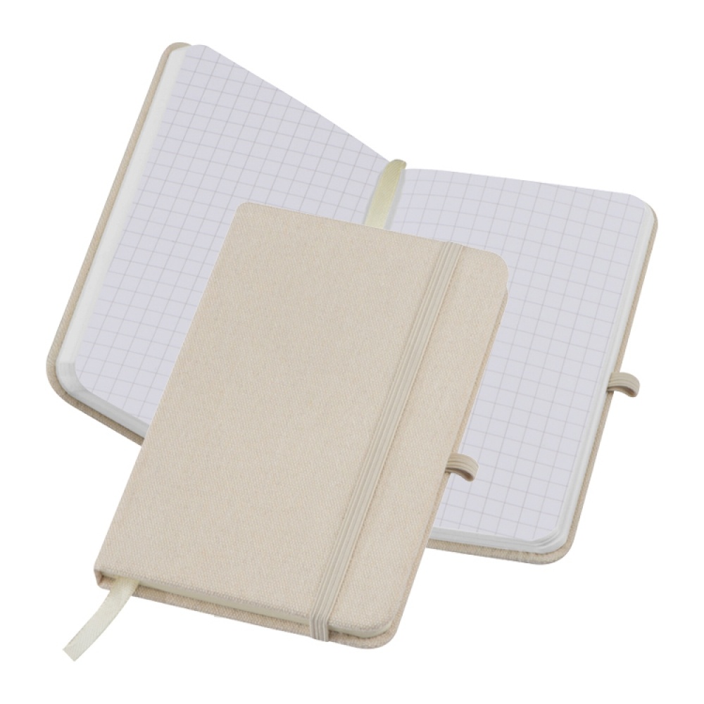 Logo trade promotional giveaways picture of: Canvas notebook A6, Beige