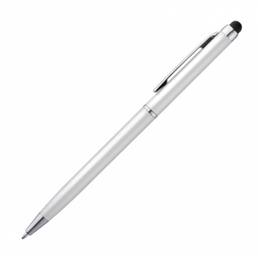 Logo trade promotional products image of: Plastic ball pen with touch function, White