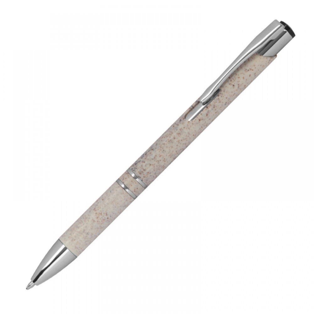 Logotrade promotional item picture of: Nature ballpen with silver applications, Beige