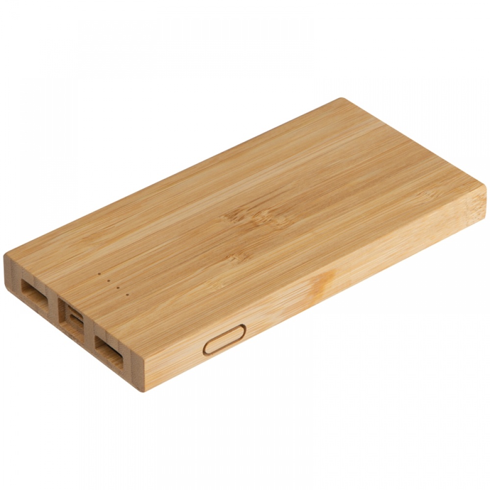 Logo trade business gift photo of: Bamboo power bank, Beige