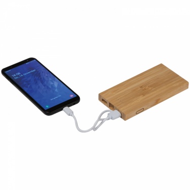 Logo trade promotional gifts picture of: Bamboo power bank, Beige