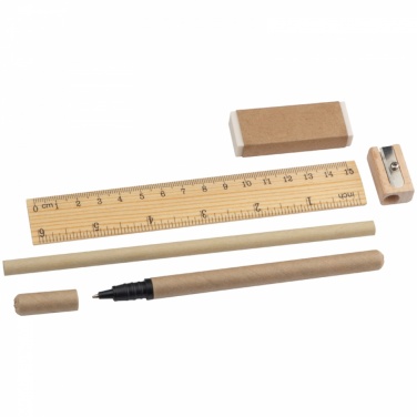 Logo trade promotional gifts picture of: Writing set with ruler, eraser, sharpener, pencil and rollerball