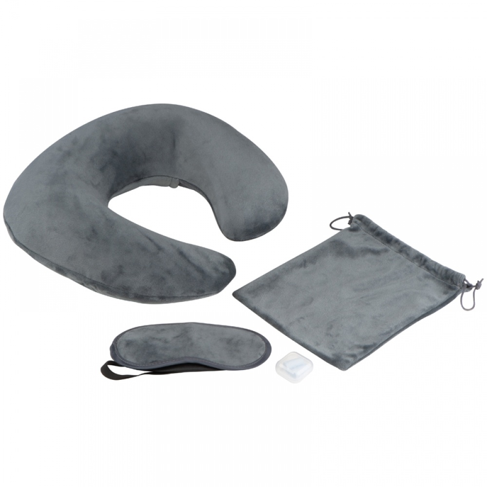 Logo trade promotional giveaways picture of: Travel set with neck pillow, sleep mask, and laundry bag