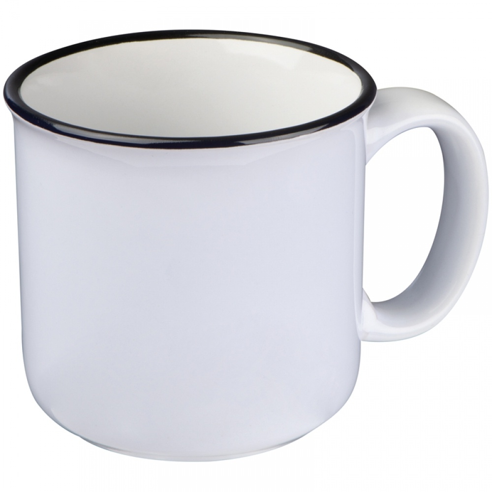 Logotrade advertising product image of: Ceramic cup with black rim, white