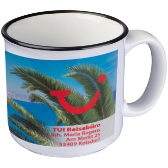 Logo trade promotional gifts picture of: Ceramic cup with black rim, white