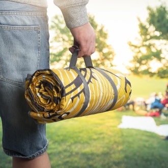 Logo trade promotional items image of: Foldable picnic blanket ALVERNIA, Yellow