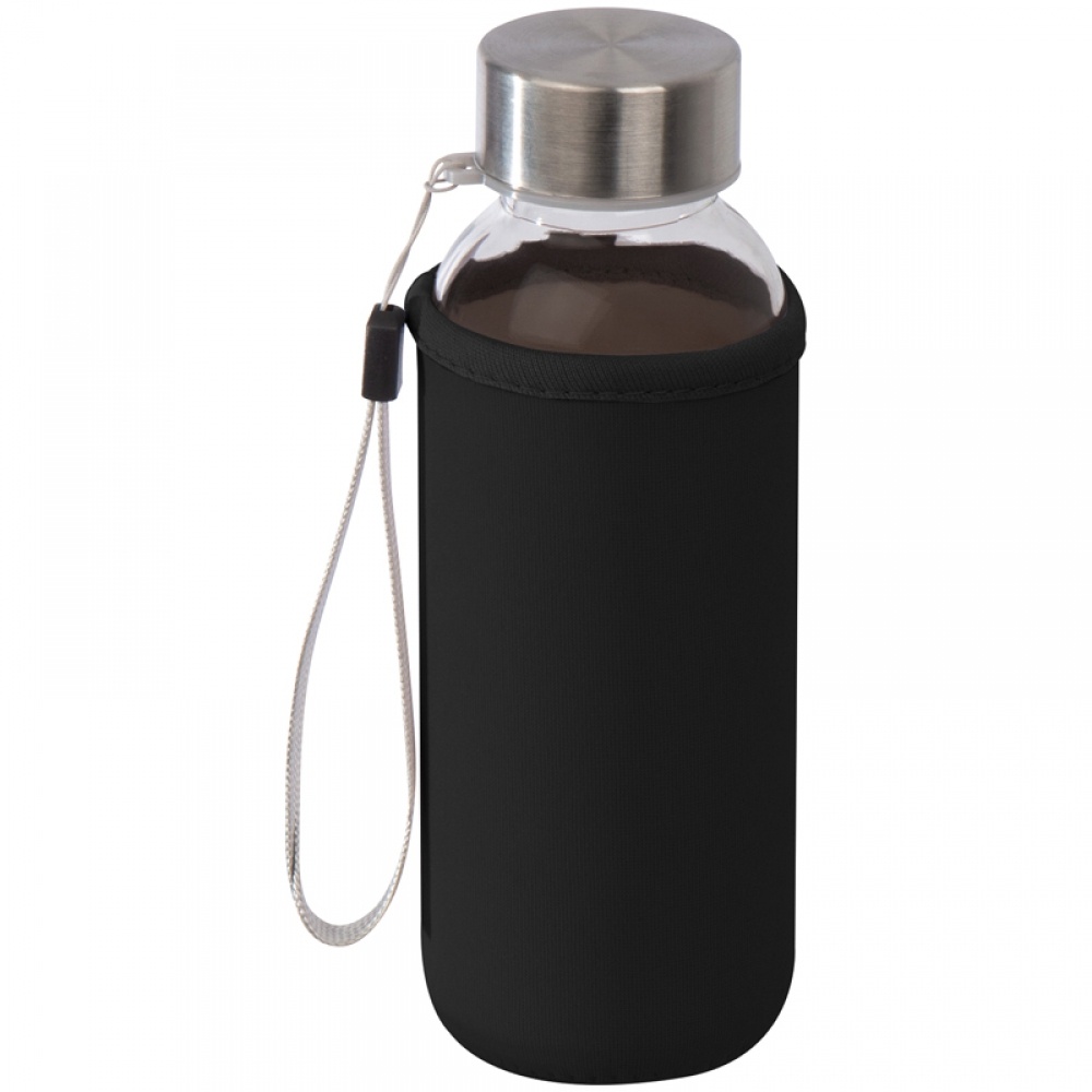 Logotrade advertising products photo of: Drinking bottle with neoprene sleeve, Black/White