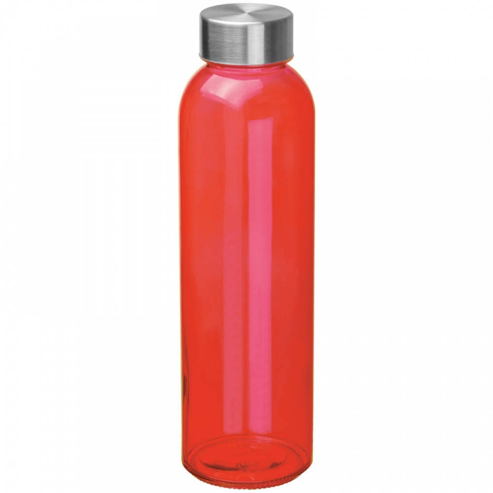 Logo trade promotional gift photo of: Transparent drinking bottle with grey lid, red