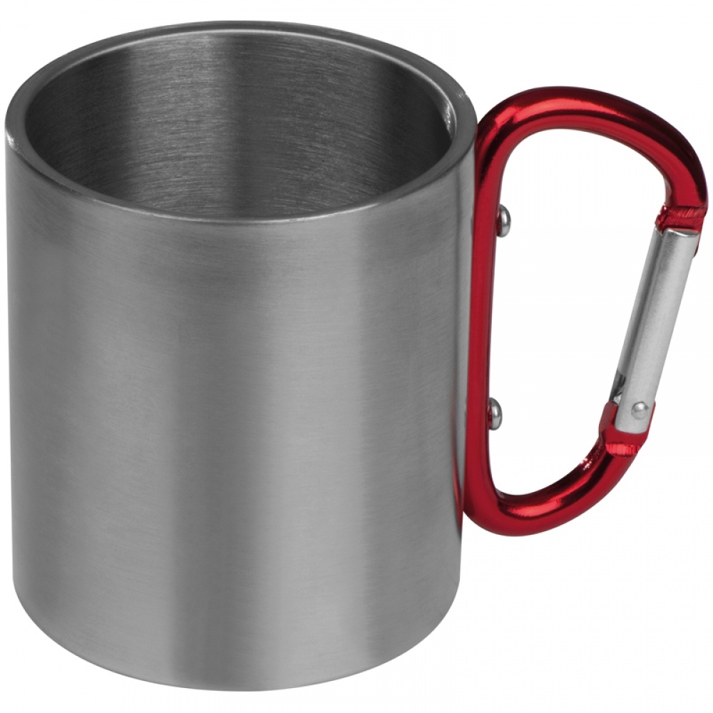 Logo trade corporate gifts picture of: Metal mug with snap hook, red