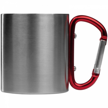 Logo trade promotional merchandise picture of: Metal mug with snap hook, red