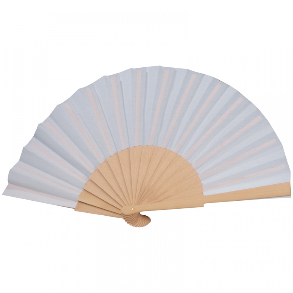 Logo trade business gifts image of: Paper hand fan, White