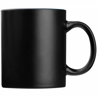 Logotrade promotional giveaway image of: Black mug with colored inside, blue