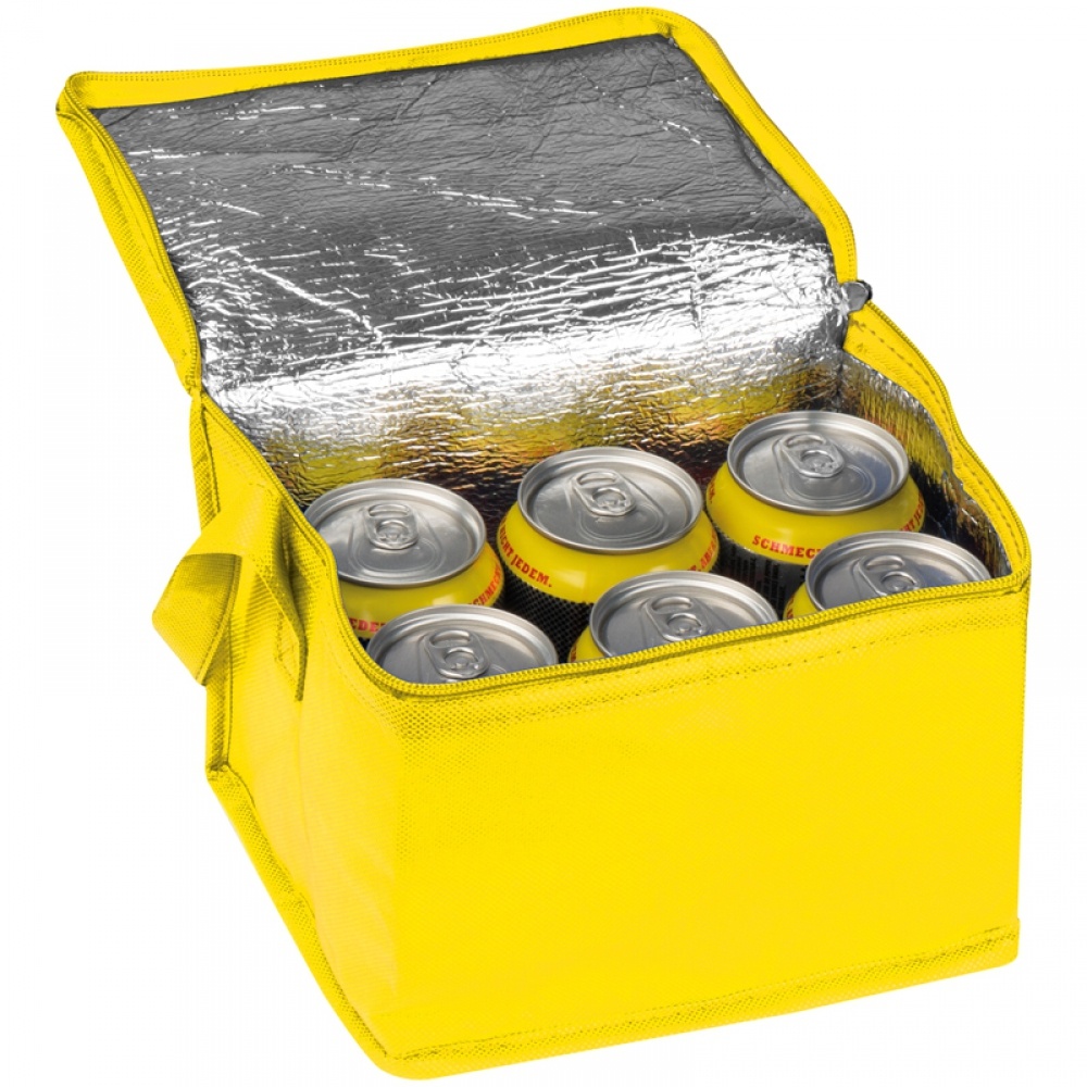 Logo trade promotional merchandise image of: Non-woven cooling bag - 6 cans, Yellow