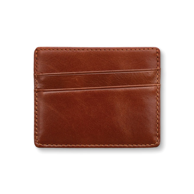 Logo trade promotional items image of: Leather card holder, brown