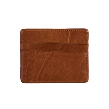 Logo trade promotional items image of: Leather card holder, brown