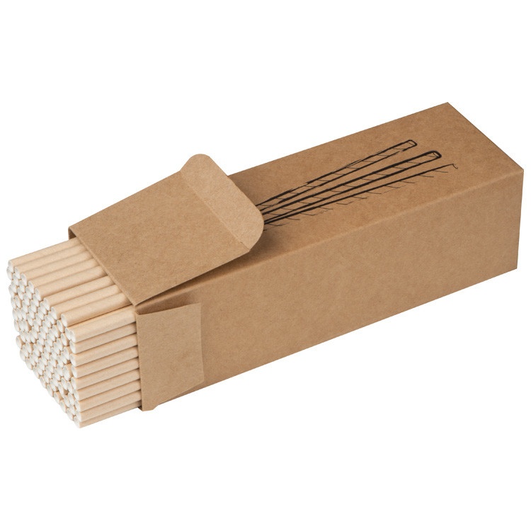 Logo trade business gifts image of: Set of 100 drink straws made of paper, brown