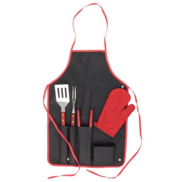 Logotrade promotional giveaways photo of: Axon BBQ set - apron,  glove, accessories, red