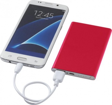 Logo trade corporate gifts picture of: Aluminium Power Bank Pep, 4000 mAh, red