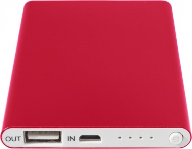 Logotrade corporate gift image of: Aluminium Power Bank Pep, 4000 mAh, red