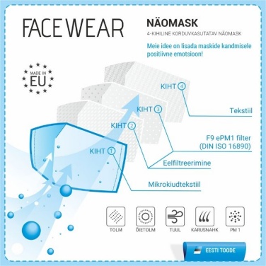 Logo trade promotional merchandise photo of: Face mask with a filter, black