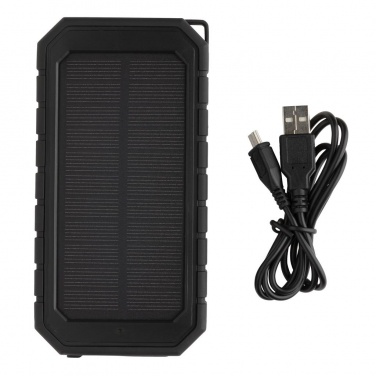 Logo trade corporate gift photo of: 10.000 mAh Solar Powerbank with 10W Wireless Charging, black