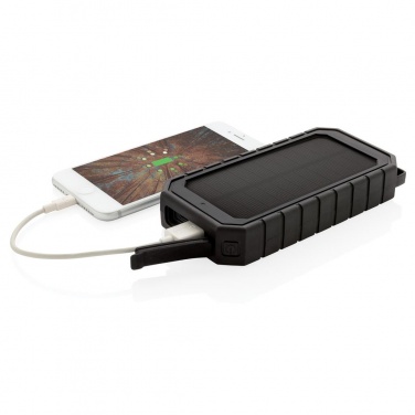 Logotrade promotional item picture of: 10.000 mAh Solar Powerbank with 10W Wireless Charging, black