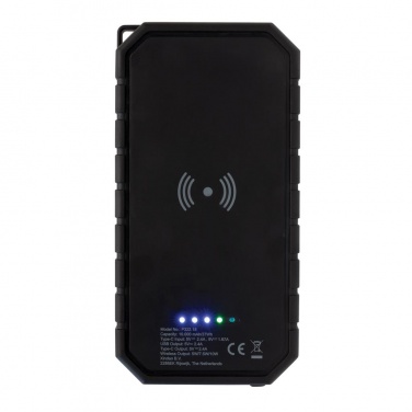 Logo trade promotional items image of: 10.000 mAh Solar Powerbank with 10W Wireless Charging, black