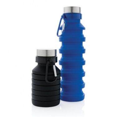 Logotrade advertising product image of: Leakproof collapsible silicon bottle with lid, black