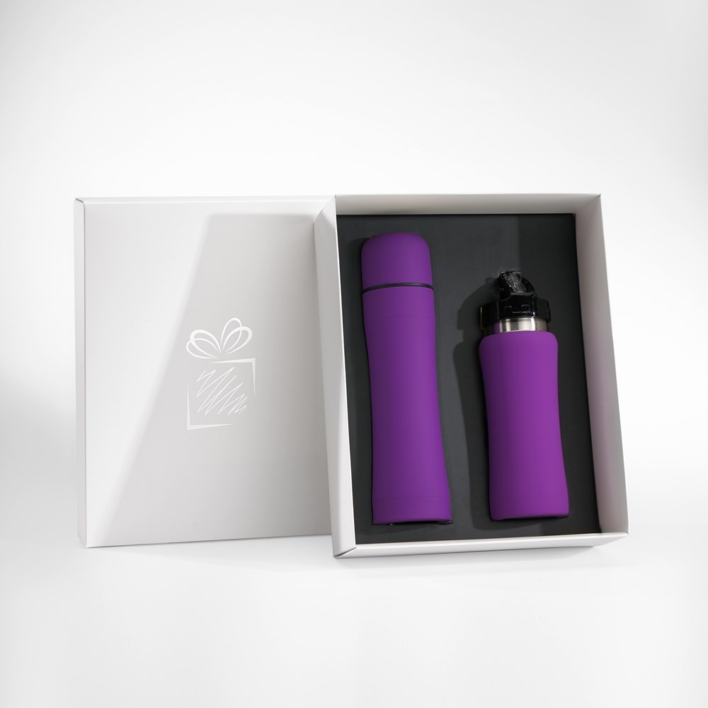 Logo trade promotional gifts picture of: WATER BOTTLE & THERMOS SET, Lilac